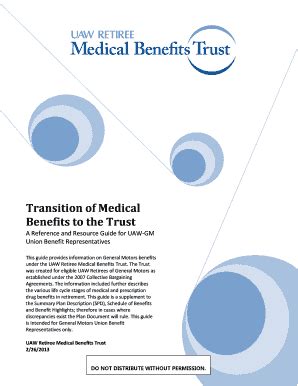 Fillable Online Uawtrust Transition Of Medical Benefits To The Trust A