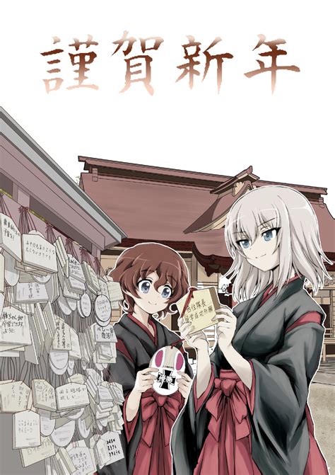 Safebooru 2girls Akaboshi Koume Alternate Costume Bangs Black Kimono Blue Eyes Brown Hair