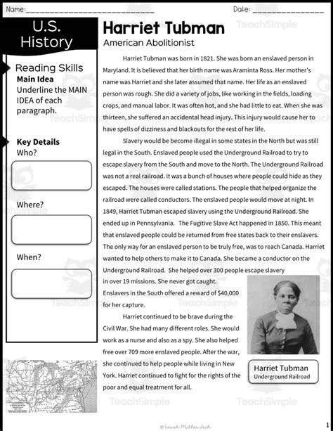 Harriet Tubman Worksheets