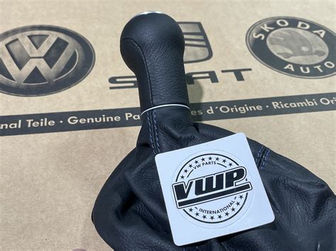 Vw Golf Mk Speed Black Gearknob With Black Leather Orbit Blue Stitch