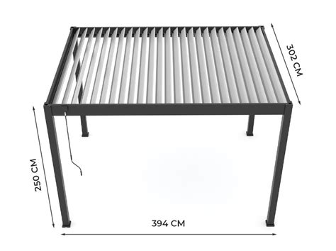 Pergola bioclimatique en kit 3x4m autoportée avec stores inclus