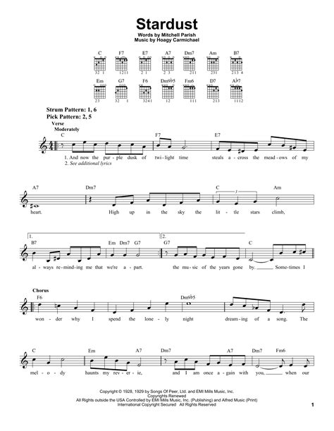 Hoagy Carmichael 'Stardust' Sheet Music, Chords & Lyrics | Download ...