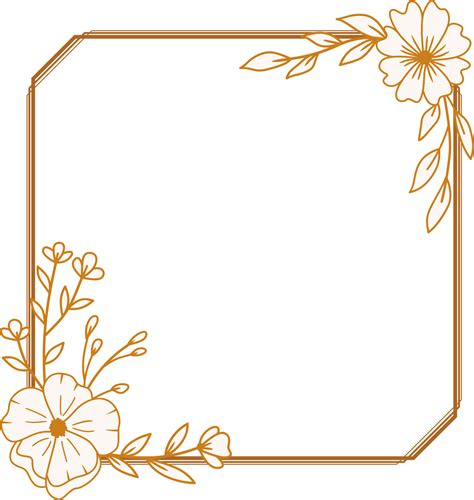 Elegant Gold Square Flowers And Leaves Frame For Wedding Invitations Engagement Invitations