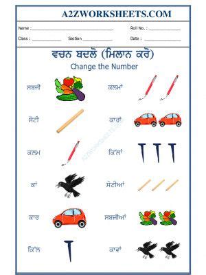 A Zworksheets Worksheet Of Punjabi Vachan Badlo Punjabi Language