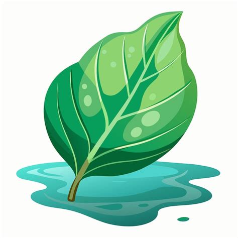 Premium Vector A Green Leaf With A Water Droplet On It