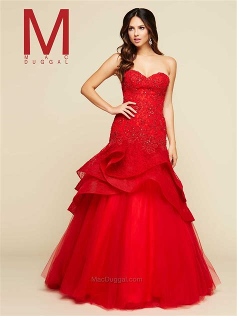 Mac Duggal 48422h Lace Ruffled Tulle Ball Gown French Novelty