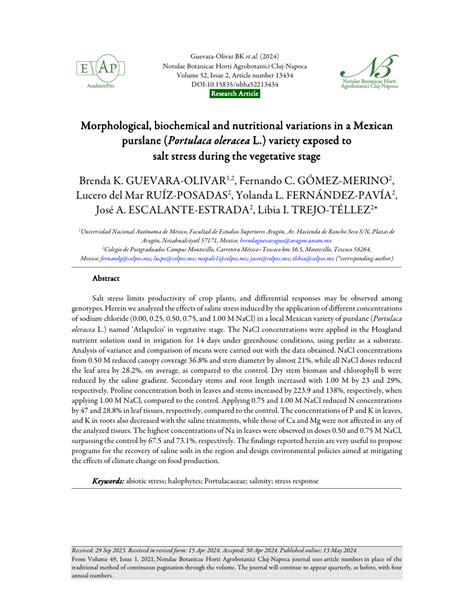 Pdf Morphological Biochemical And Nutritional Variations In A