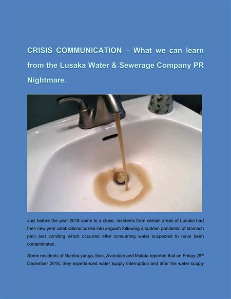 Crisis Communication - What can we learn from the Lusaka Water and