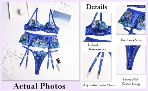 Sexy Lingerie Women Floral Embroidered Erotic Lingerie Sheer Underwire High Waisted Belt Thong