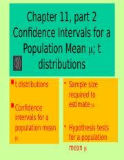 Chap Part Ci Mu Pptx Chapter Part Confidence Intervals For A