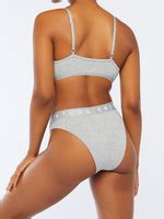 Savage X Cotton Jersey High Leg Bikini In Grey Savage X Fenty