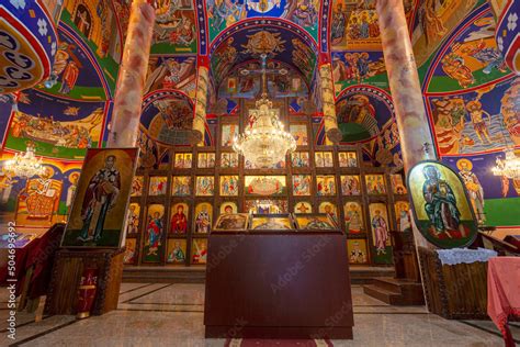 Interior of Saint John the Theologian Church, Kaneo in Ohrid, North Macedonia Stock Photo ...