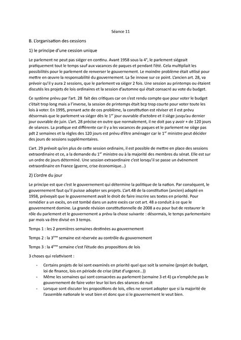 cours de droit constitutionnel Séance 11 Séance 11 B Lorganisation