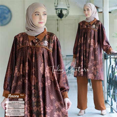 Jual Tulus Signature Setelan One Set Wanita Kekinian Silk Motif Outfit