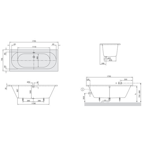 Ванна акрилова O NOVO Cassandra Duo 180x80 Villeroy Boch UBA180CAS2V