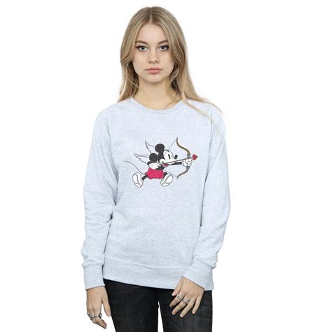 Disney Womens Mickey Mouse Love Cherub Sweatshirt