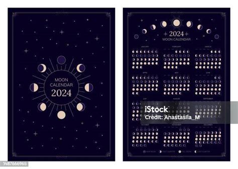 Ilustración De Calendario Lunar Para El Año 2024 Plantilla De