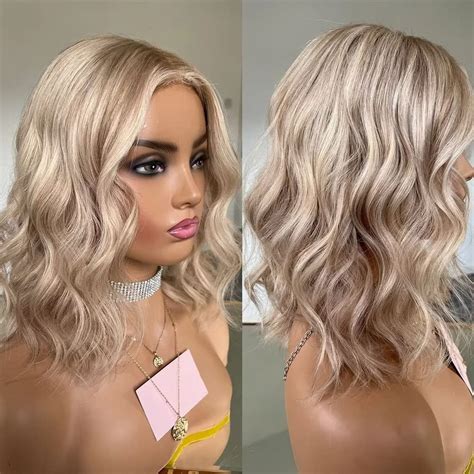 Amazon Oulaer Blonde Highlight Wig Short Wavy Wig X Invisible