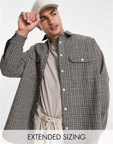 Asos Design Super Oversized Heritage Check Wool Mix Shacket Asos