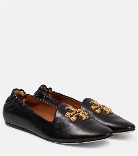 Tory Burch Eleanor Leather Ballet Flats In Perfect Black Modesens