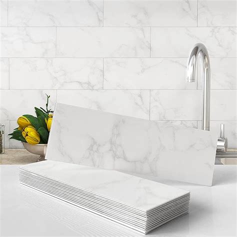 Vaovi Peel And Stick Backsplash Kitchen Tilesbathroom Wall Stickers Marble Tile Backsplash