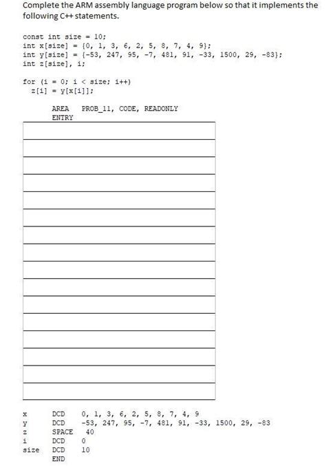 Solved Complete The Arm Assembly Language Progra Solutioninn