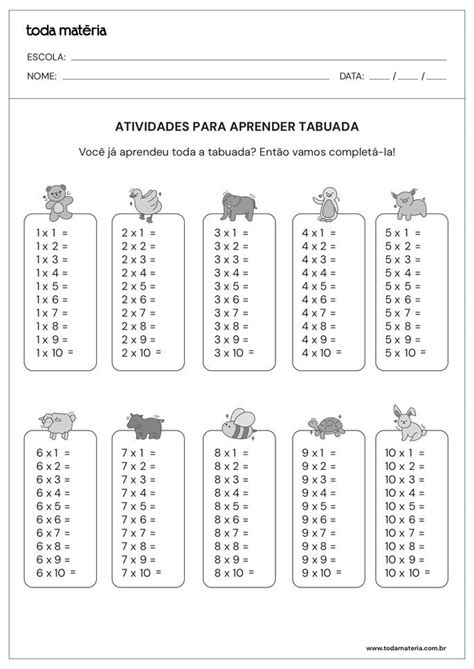 Atividade Lúdica Tabuada para 5 Ano lucox cl