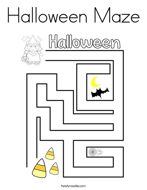 Halloween Maze Coloring Page Twisty Noodle