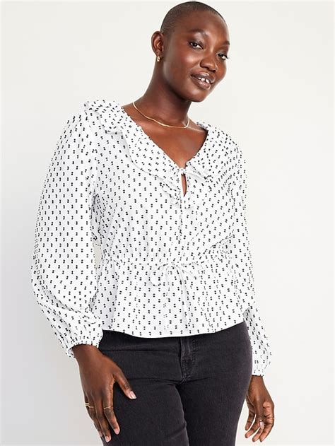 Waist Defined Ruffled Clip Dot Top Old Navy