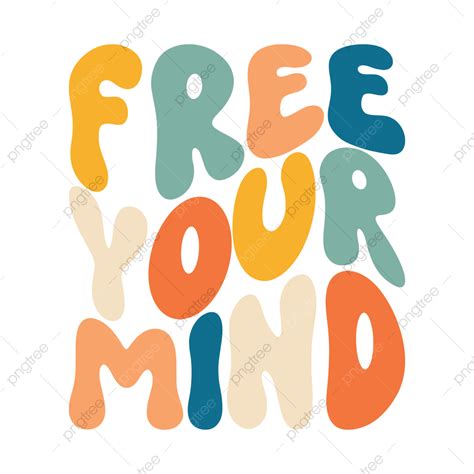 Free Your Mind Groovy Retro Print Colorful Banner Inspirational Quote