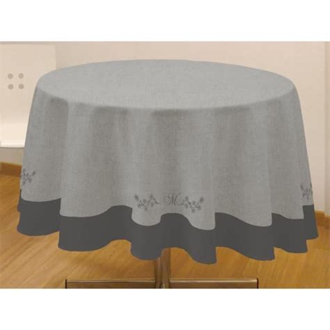 Nappe Ronde Brod Anti T Ches En Coton Cm Melanie Gris Achat