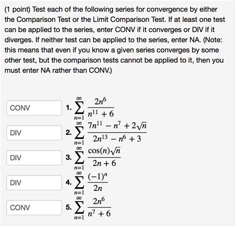 Solved 1 Point Test Each Of The Following Series For