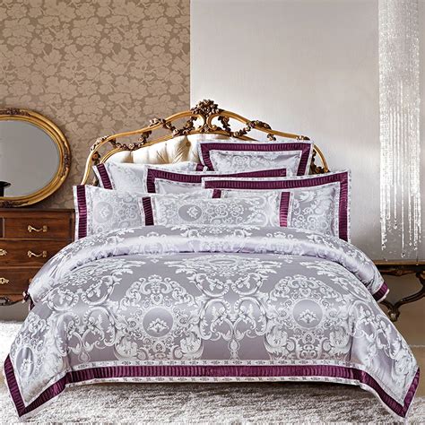 European Style Luxury Baroque Satin Jacquard Bedding Set Queen King