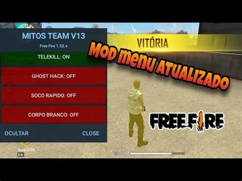 MOD MENU MITOS TEAM V 13 ATUALIZADO GRATIS FREE FIRE YouTube