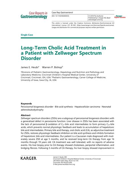 (PDF) Long-Term Cholic Acid Treatment in a Patient with Zellweger ...