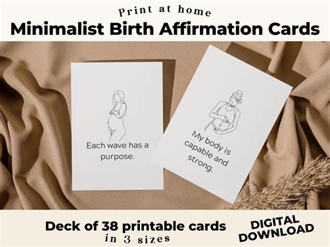 Minimalist Birthing Affirmation Cards Deck Of Printable Positive