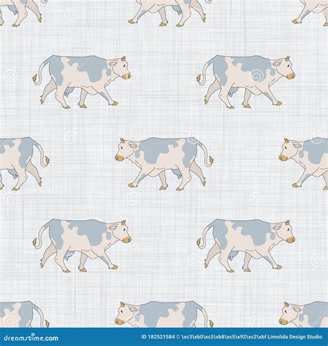 Seamless French Farmhouse Cow Pattern Farmhouse Linen Shabby Chic