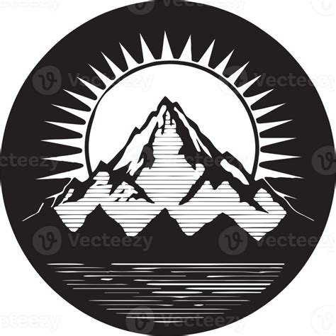 Hand Drawn Vintage Mountain Logo In Flat Line Art Style 24786848 Png