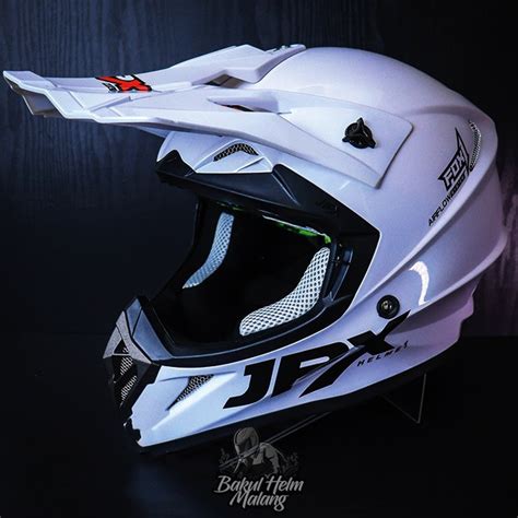 Jual Helm Trail Cross Jpx Full Face Fox Solid Pearl White Original