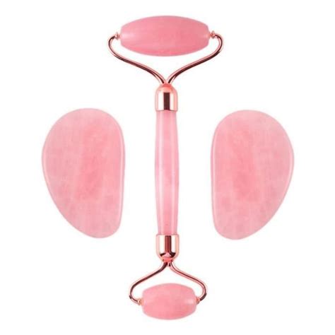 Appareil De Massage Manuel Rouleau De Jade Rose Quartz Gua Sha Conseil