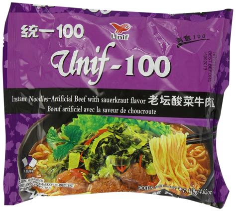 Unif Instant Noodles Artificial Beef With Sauerkraut Flavor 402 Ounce Pack Of 24