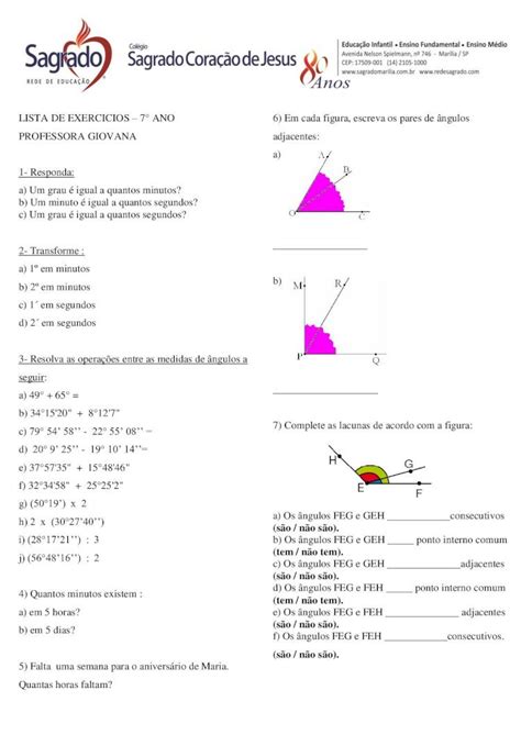 PDF LISTA DE EXERCICIOS 7 ANO PDF FileLISTA DE EXERCICIOS 7