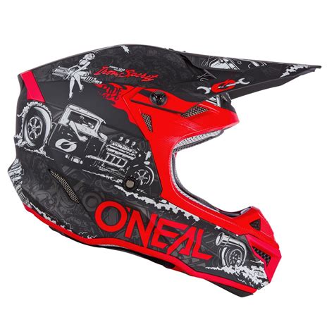 O Neal Motocross Helm Srs Polyacrylite Hr Schwarz Rot Ebay