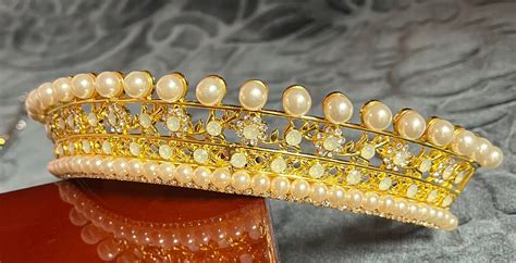 Vintage Royal Pearl Tiara Replica Etsy