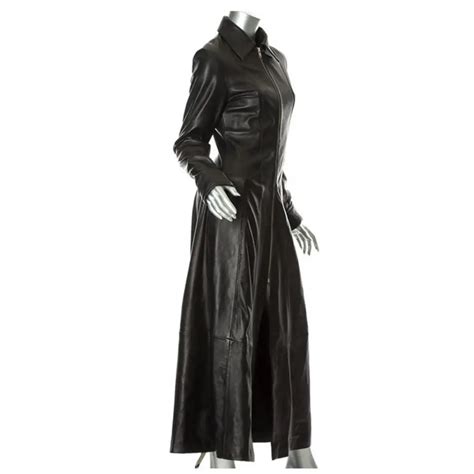 Women Steampunk Matrix Long Leather Goth Coat The Dark Attitude