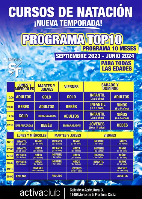 Horarios Cursos Nataci N Temporada Activaclub Es