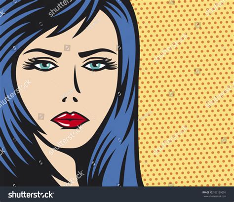 Beauty Woman Face Pop Art Illustration Vector Có Sẵn Miễn Phí Bản