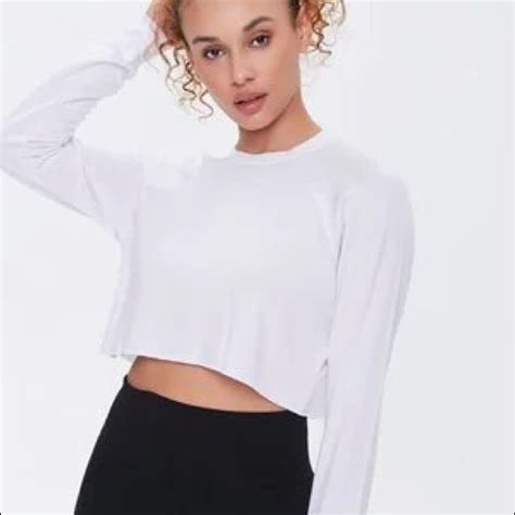 Forever 21 Tops F2 White Cropped Long Sleeve Poshmark