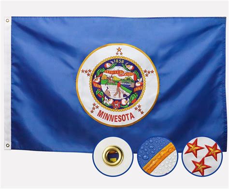 3x5 Foot Minnesota State Flag Vivid Color And Fade Proof Canvas