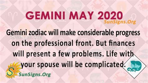 Gemini May 2020 Monthly Horoscope Predictions Sunsigns Org